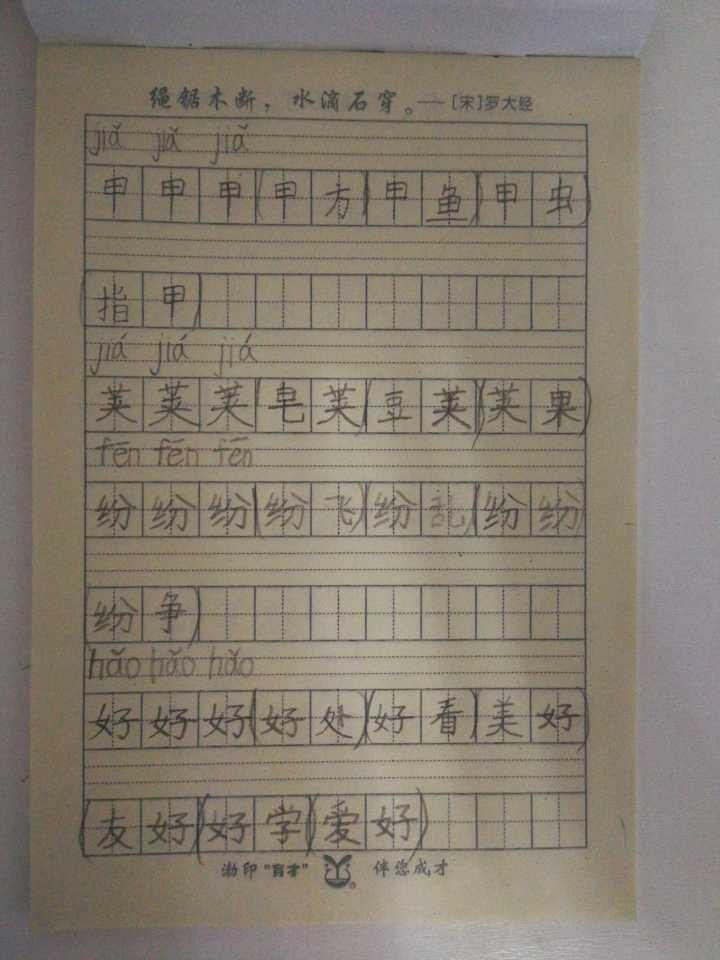 小学生为什么在田字格里写字好 出了田字格写字就很丑 早春派小学生书法